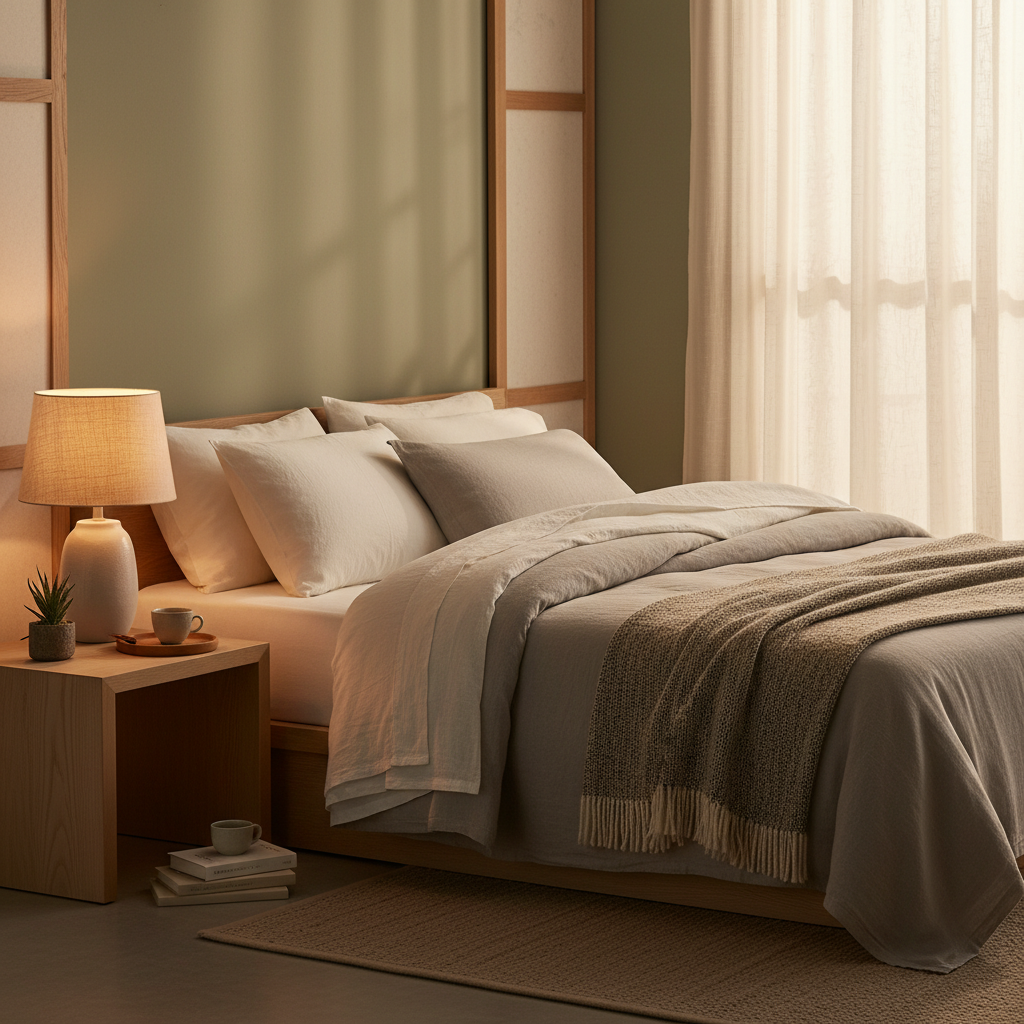 아침 준비를 가볍게 만드는 부드러운 침실 코너 이미지