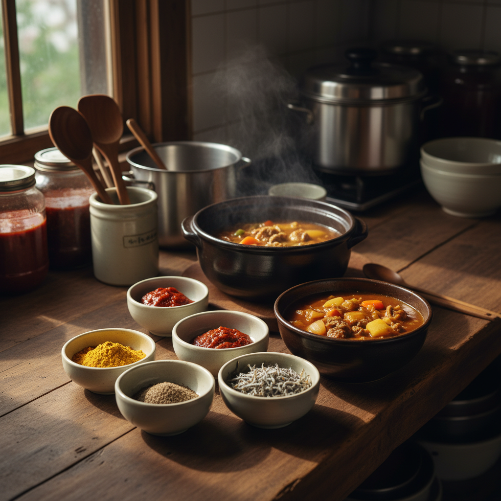 카레라이스 밥숟가락 기준 양념을 소분한 이미지