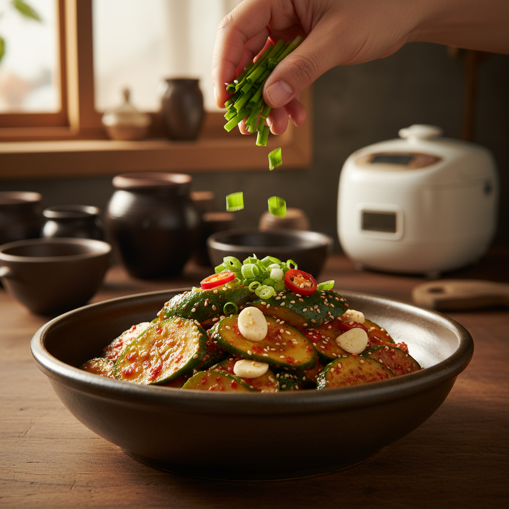 오이무침 대파나 마지막 재료를 넣는 이미지