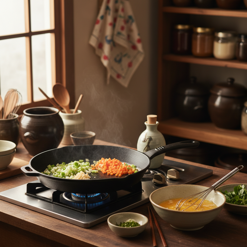 계란말이 처음 볶거나 끓이기 시작한 이미지