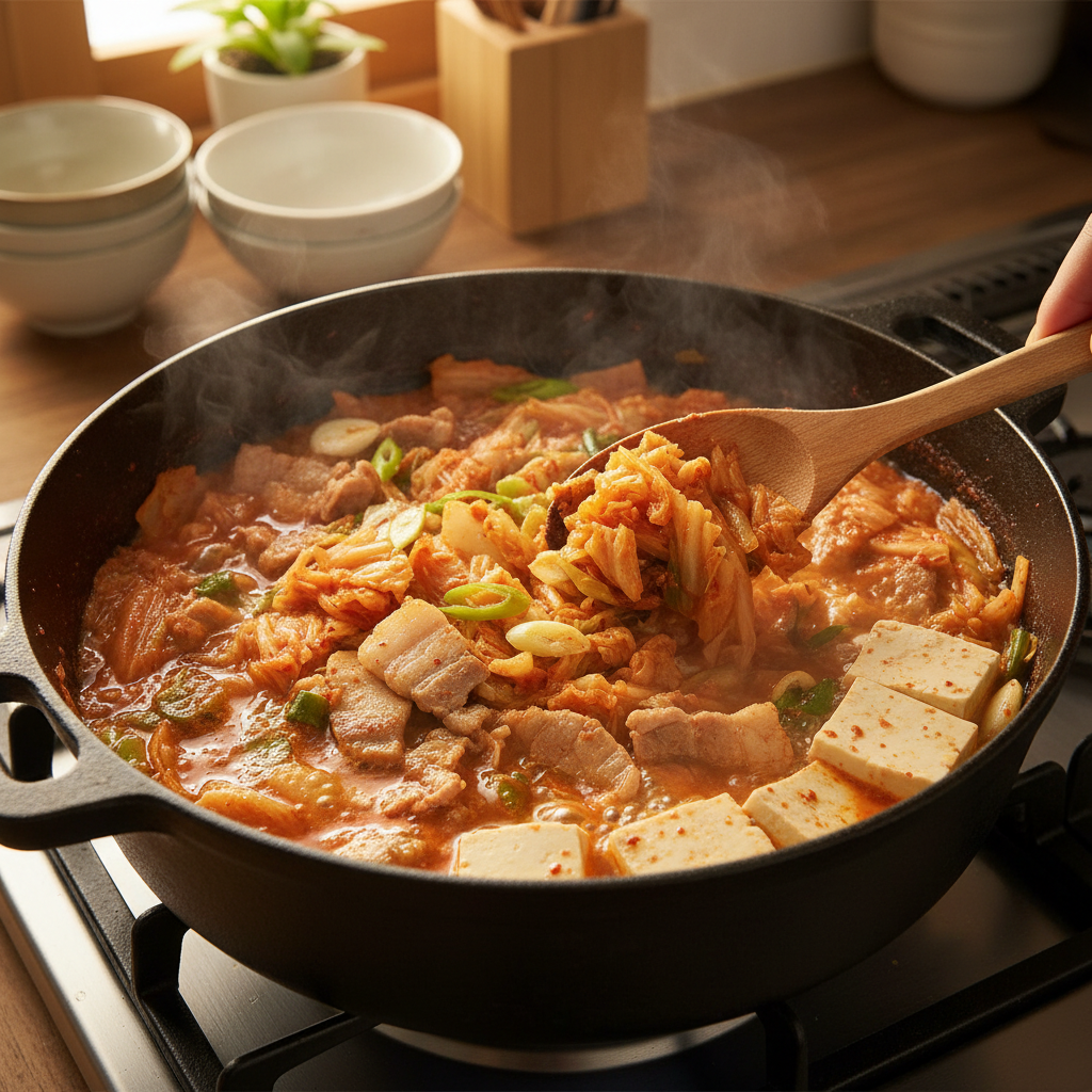 김치찌개 처음 볶거나 끓이기 시작한 이미지