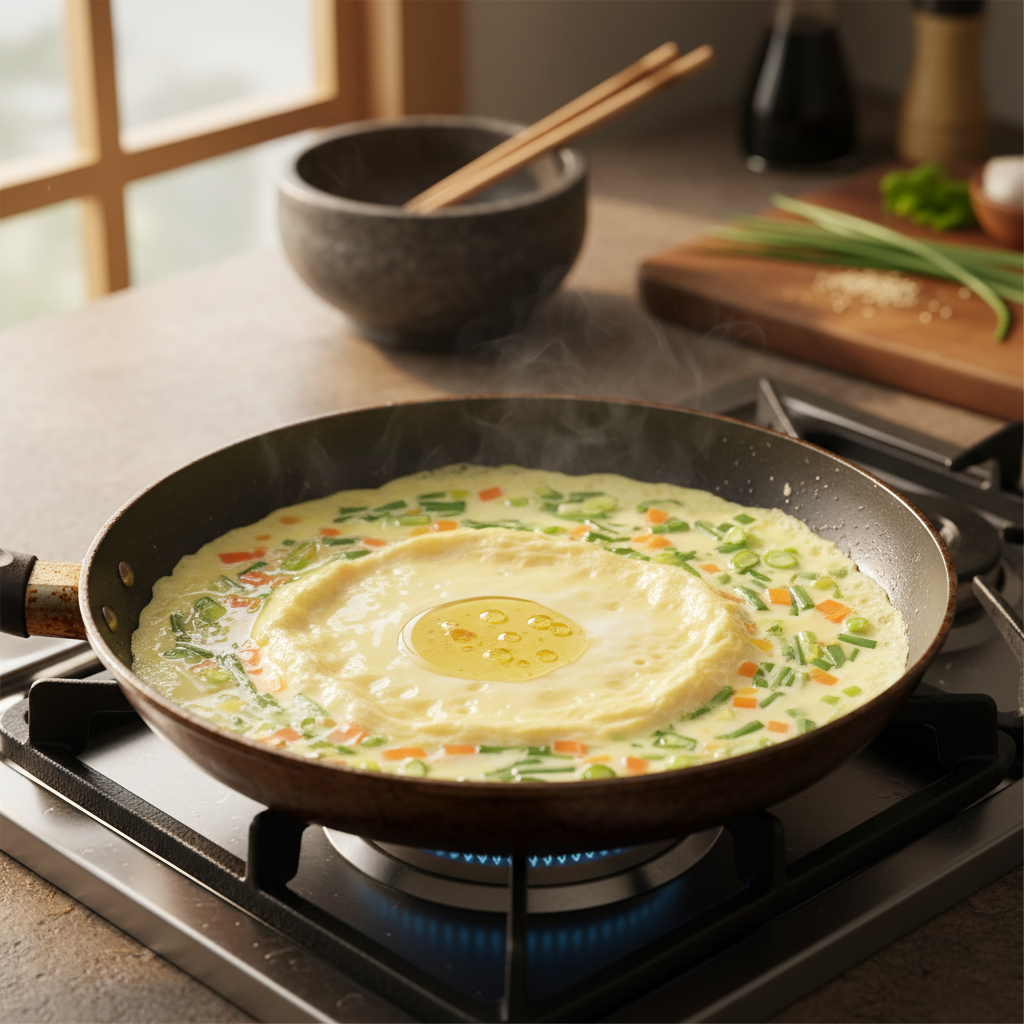 계란말이 처음 볶거나 끓이기 시작한 이미지