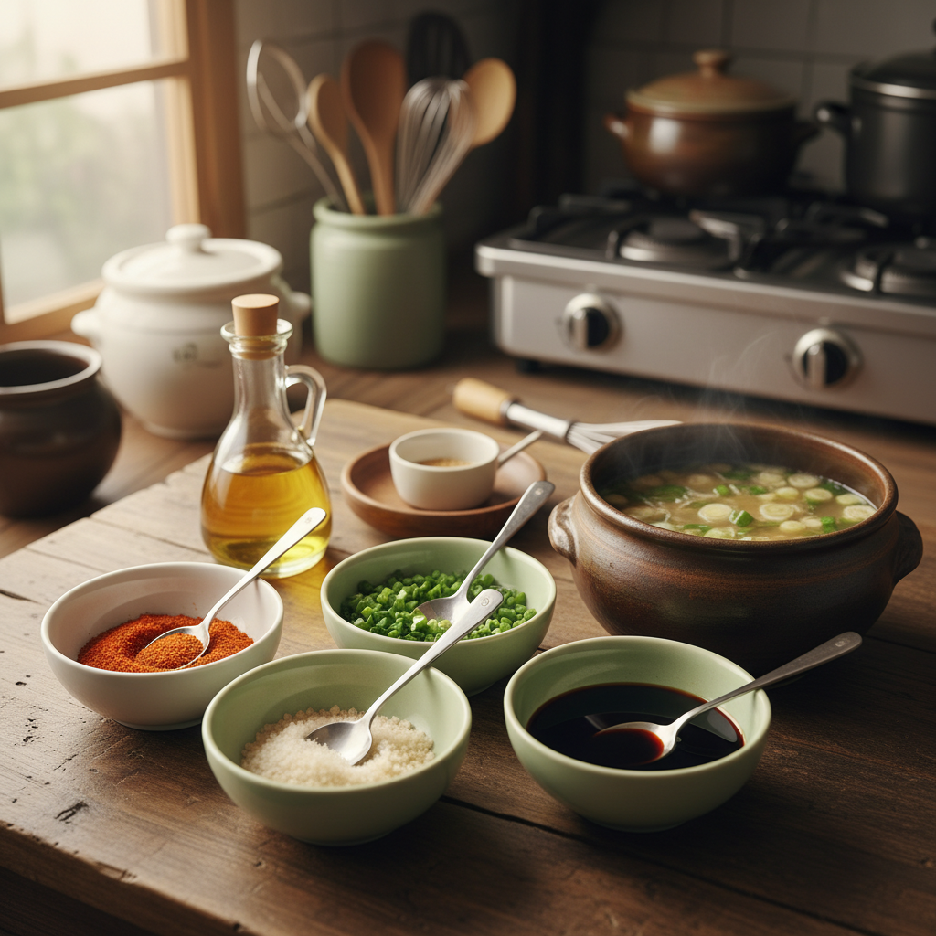 계란말이 밥숟가락 기준 양념을 소분한 이미지