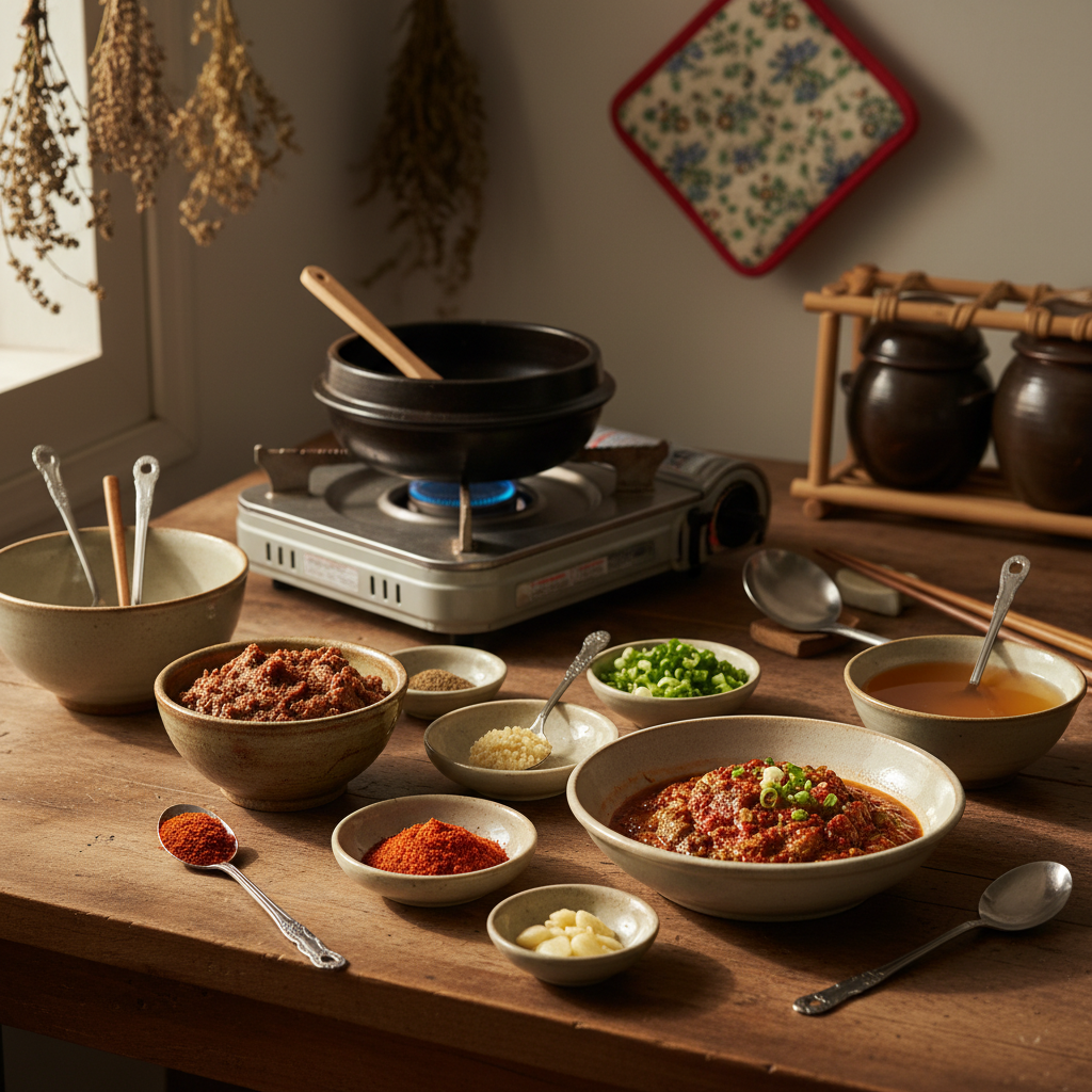 된장찌개 밥숟가락 기준 양념을 소분한 이미지