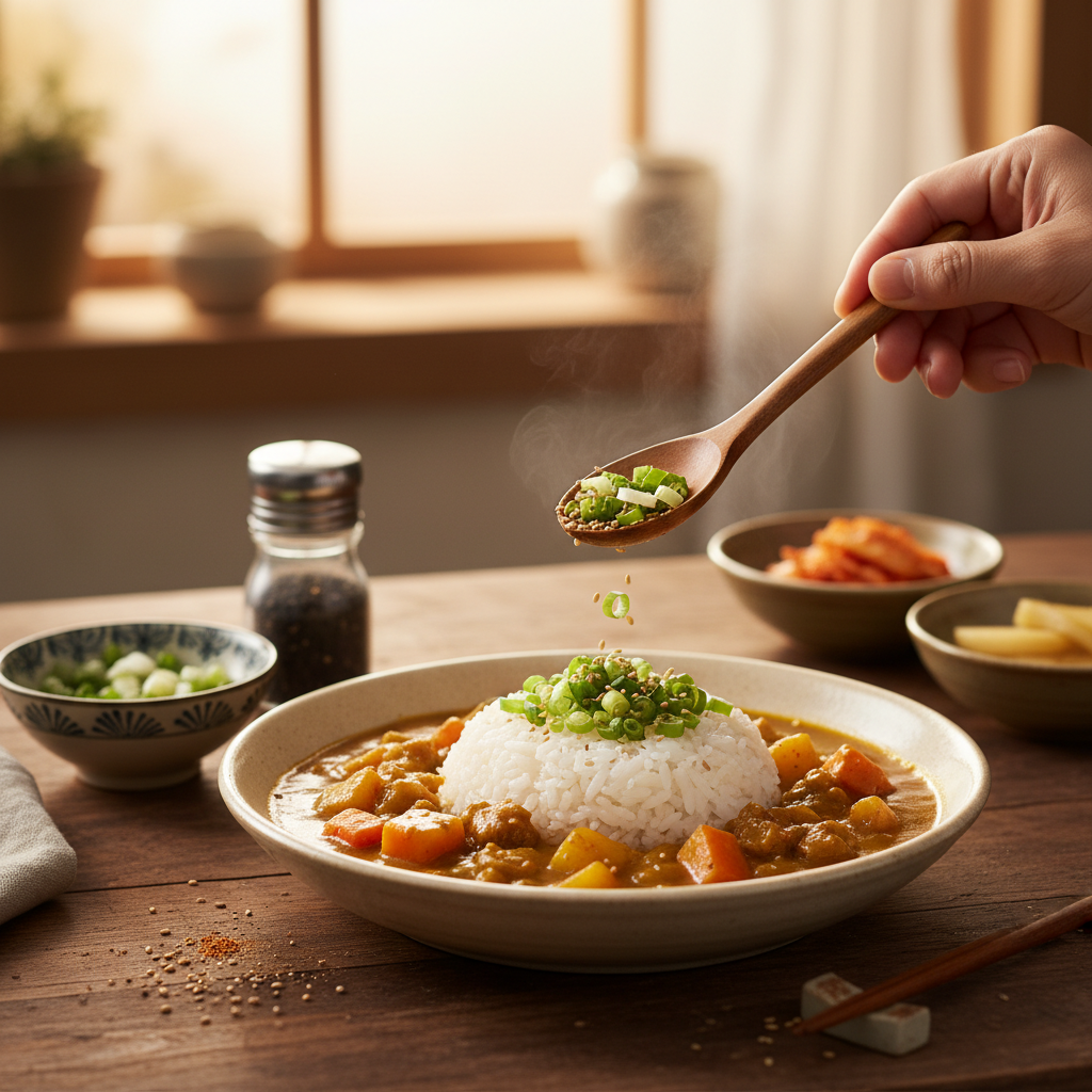 카레라이스 대파나 마지막 재료를 넣는 이미지