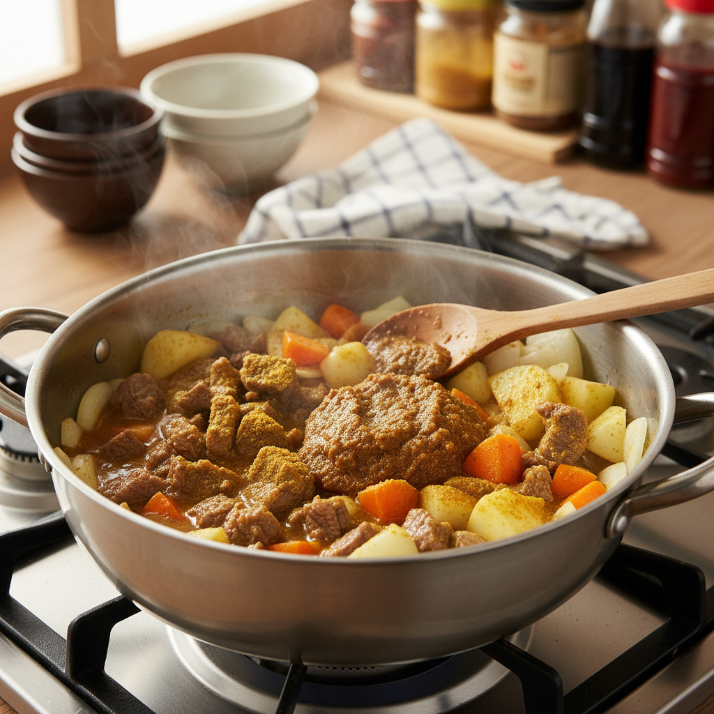 카레라이스 처음 볶거나 끓이기 시작한 이미지