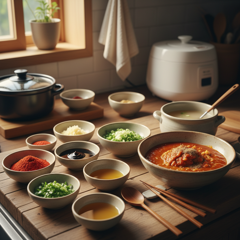 닭볶음탕 밥숟가락 기준 양념을 소분한 이미지