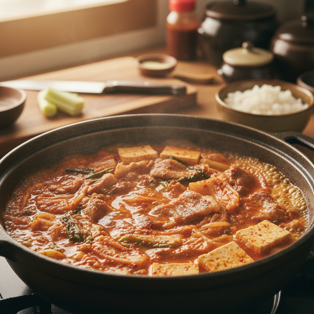 김치찌개 처음 볶거나 끓이기 시작한 이미지