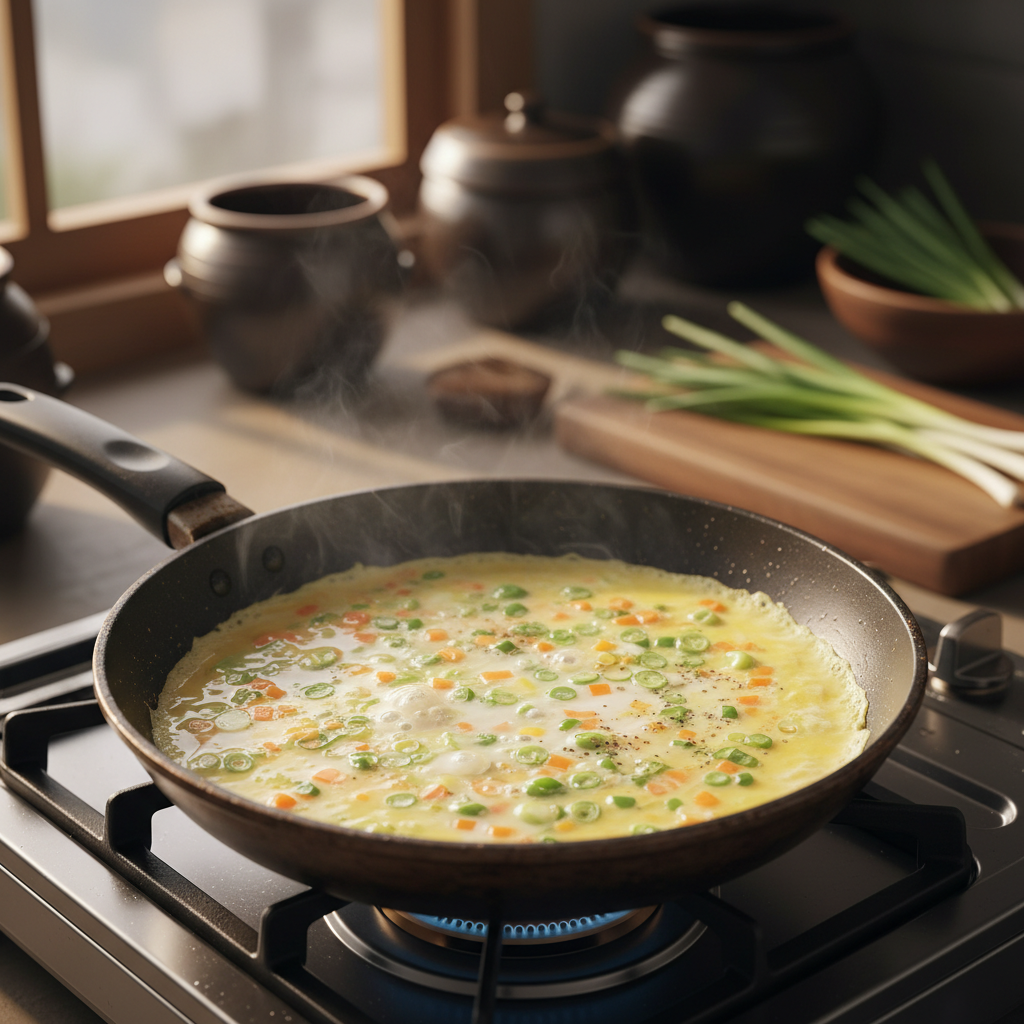 계란말이 처음 볶거나 끓이기 시작한 이미지