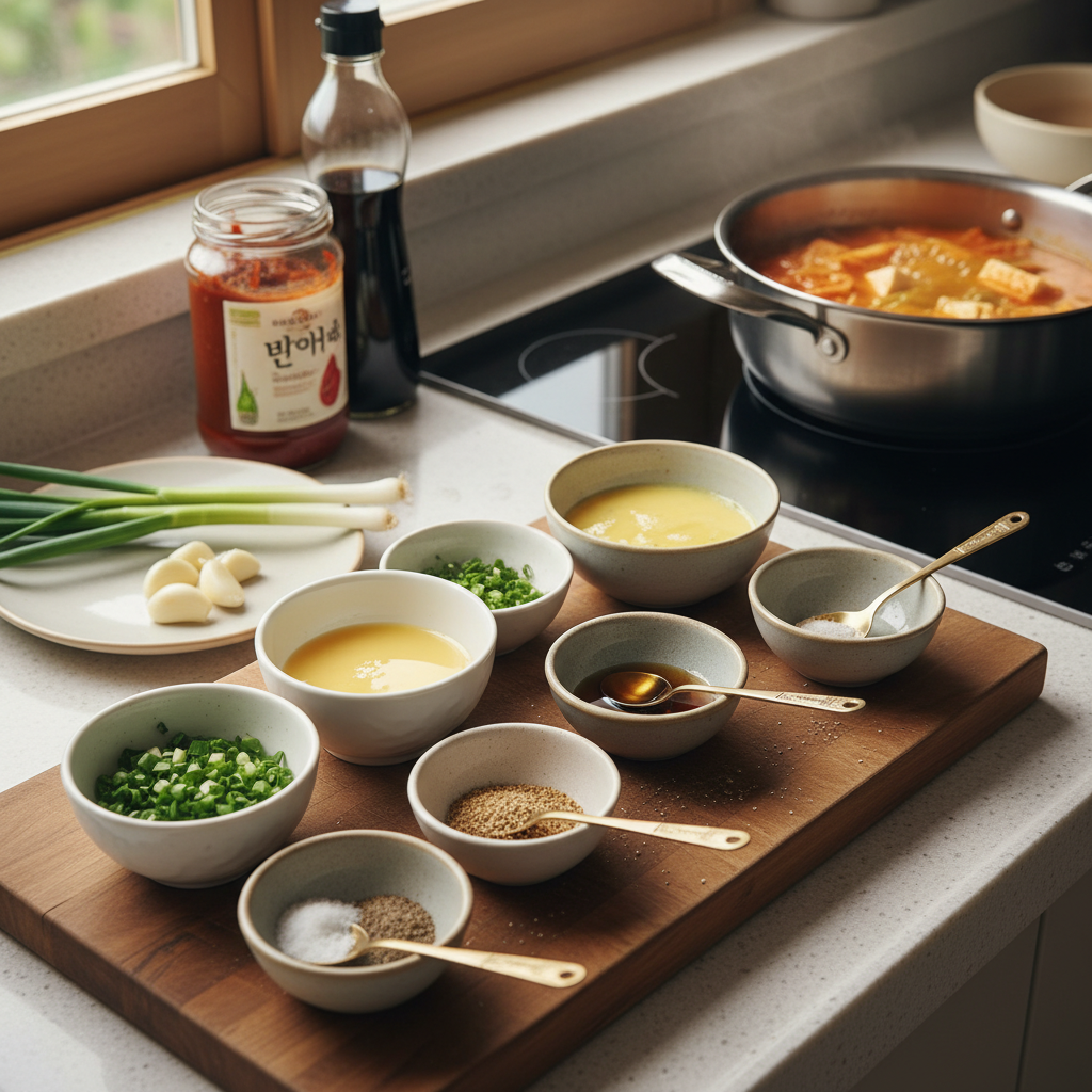 계란말이 밥숟가락 기준 양념을 소분한 이미지