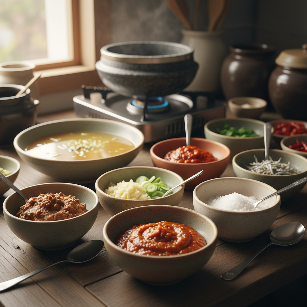 된장찌개 밥숟가락 기준 양념을 소분한 이미지