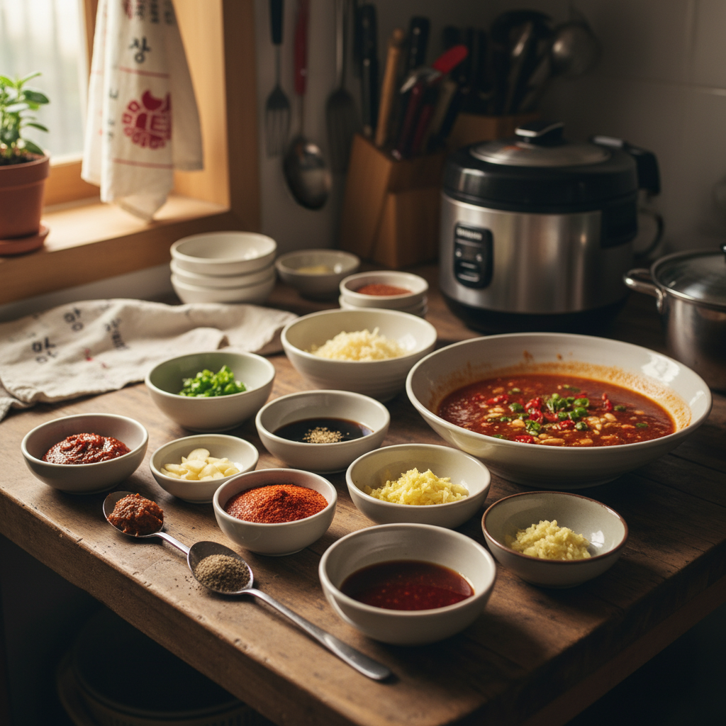 제육볶음 밥숟가락 기준 양념을 소분한 이미지