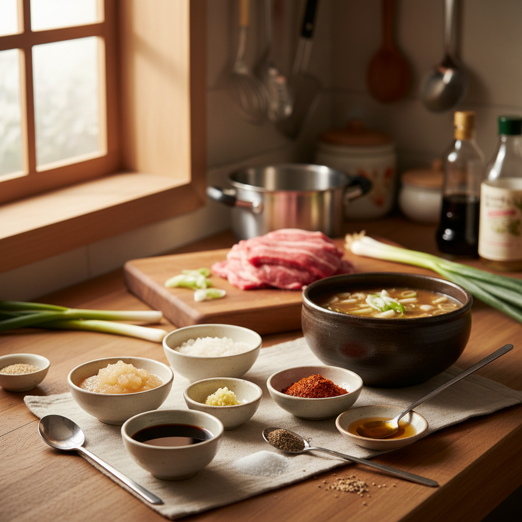 간장불고기 밥숟가락 기준 양념을 소분한 이미지