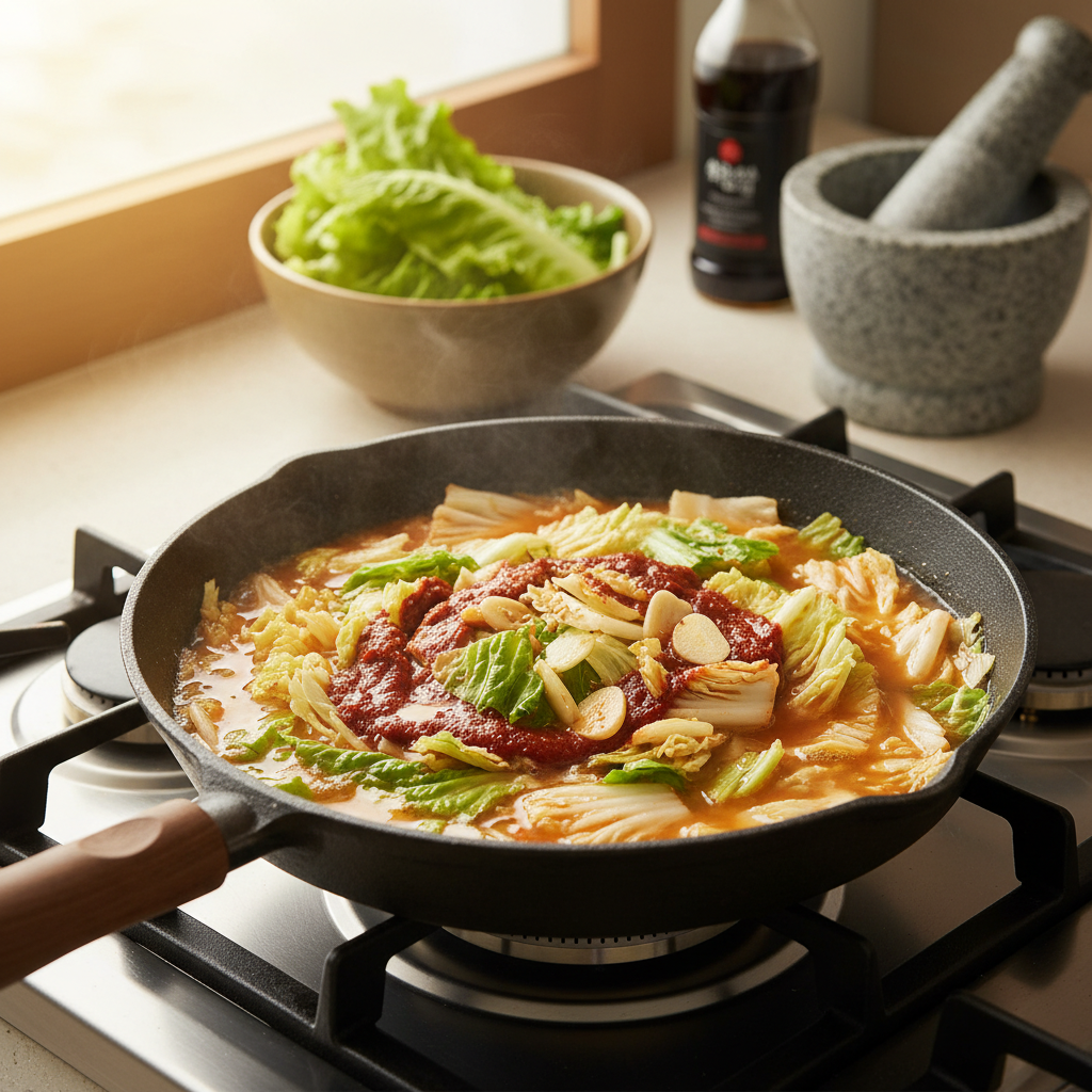 상추겉절이 처음 볶거나 끓이기 시작한 이미지