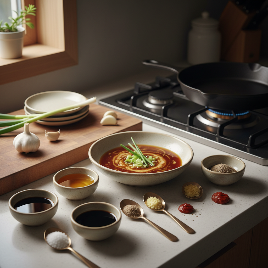 간장불고기 밥숟가락 기준 양념을 소분한 이미지