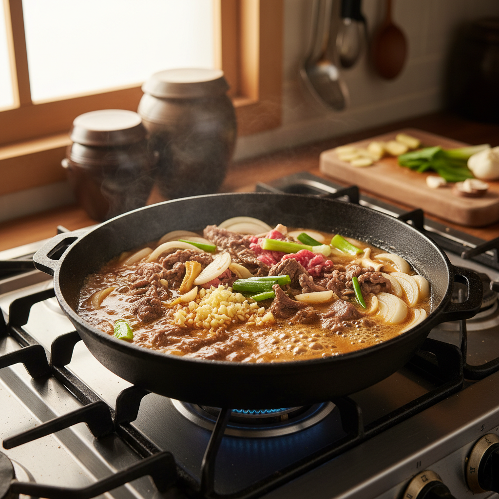 간장불고기 처음 볶거나 끓이기 시작한 이미지