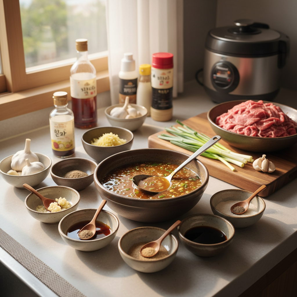 간장불고기 밥숟가락 기준 양념을 소분한 이미지