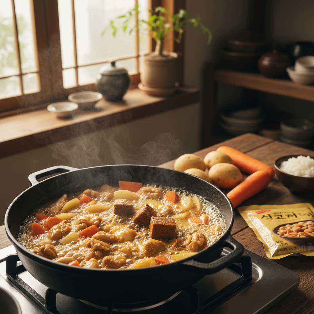 카레라이스 처음 볶거나 끓이기 시작한 이미지