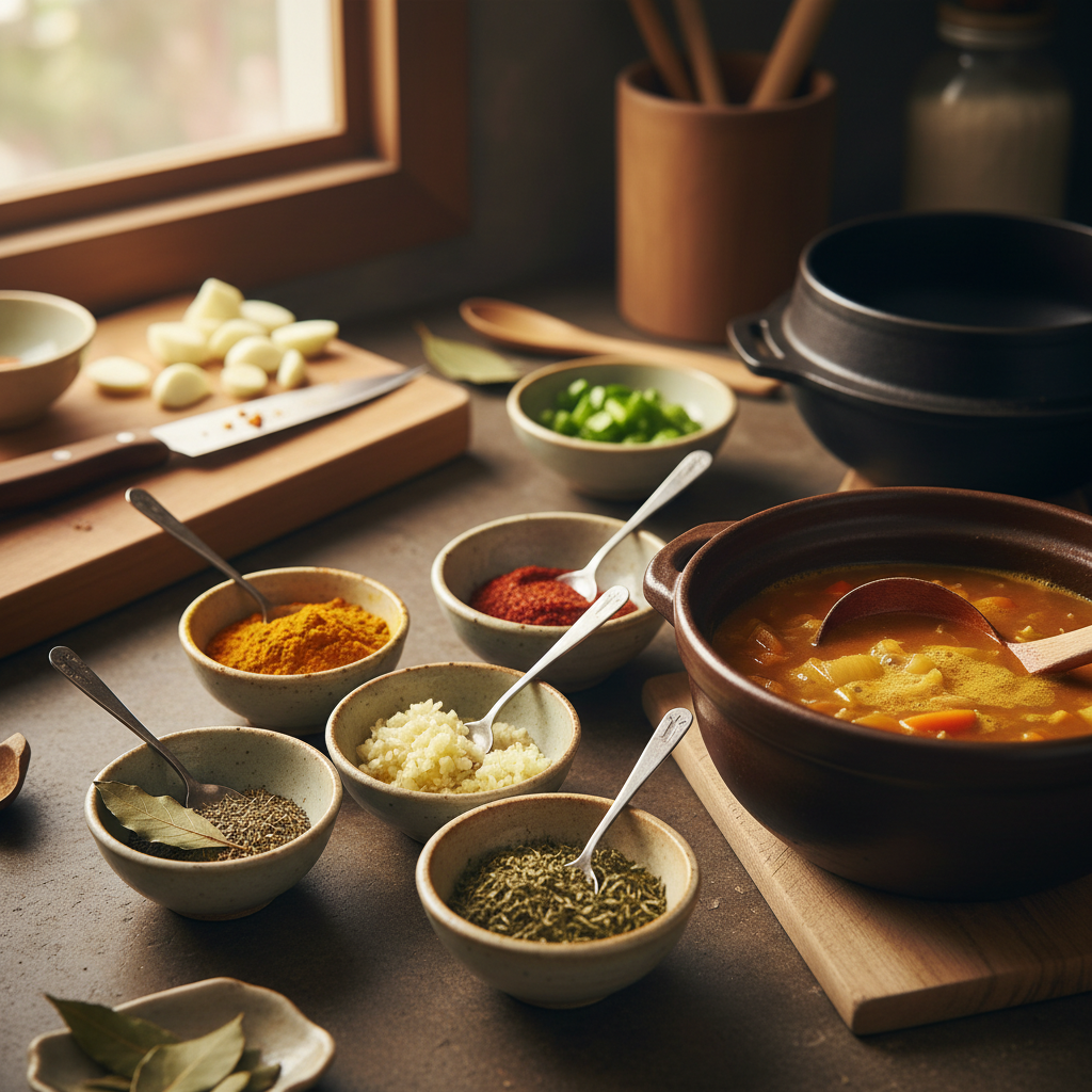 카레라이스 밥숟가락 기준 양념을 소분한 이미지