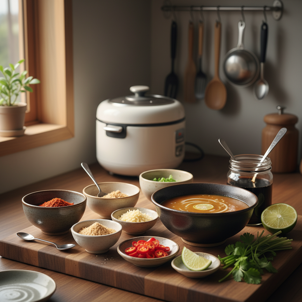 팟타이 밥숟가락 기준 양념을 소분한 이미지