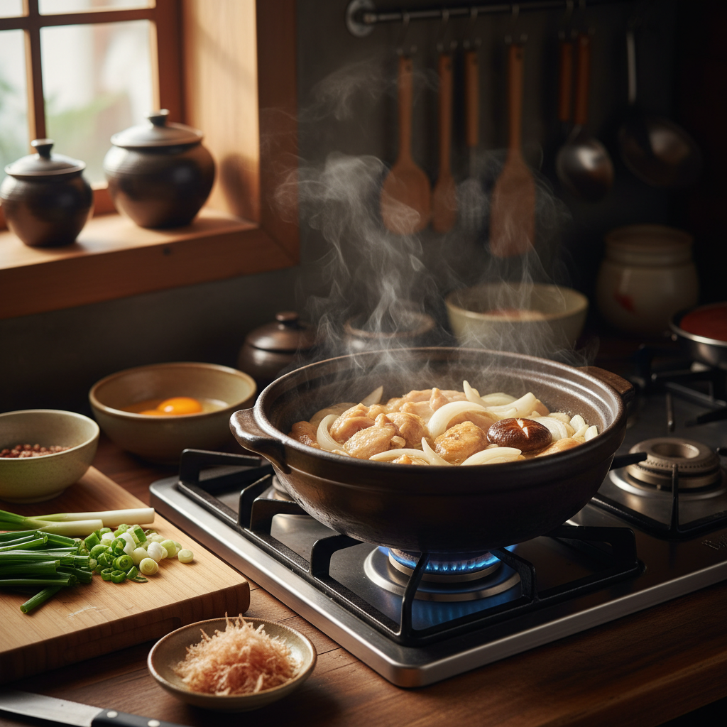 오야코동 처음 볶거나 끓이기 시작한 이미지