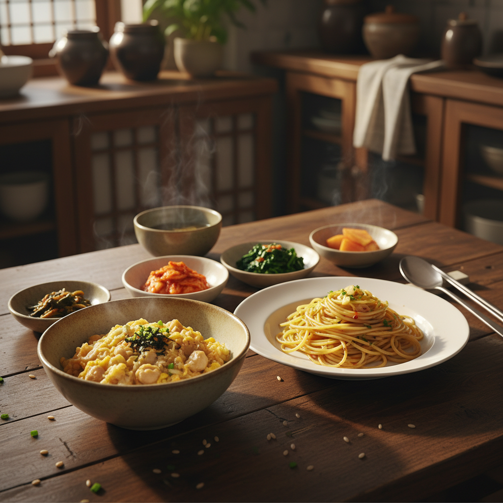 오야코동 다음으로 곁들이기 좋은 음식과 함께 놓은 이미지