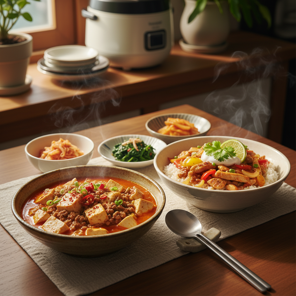 마파두부 다음으로 곁들이기 좋은 음식과 함께 놓은 이미지