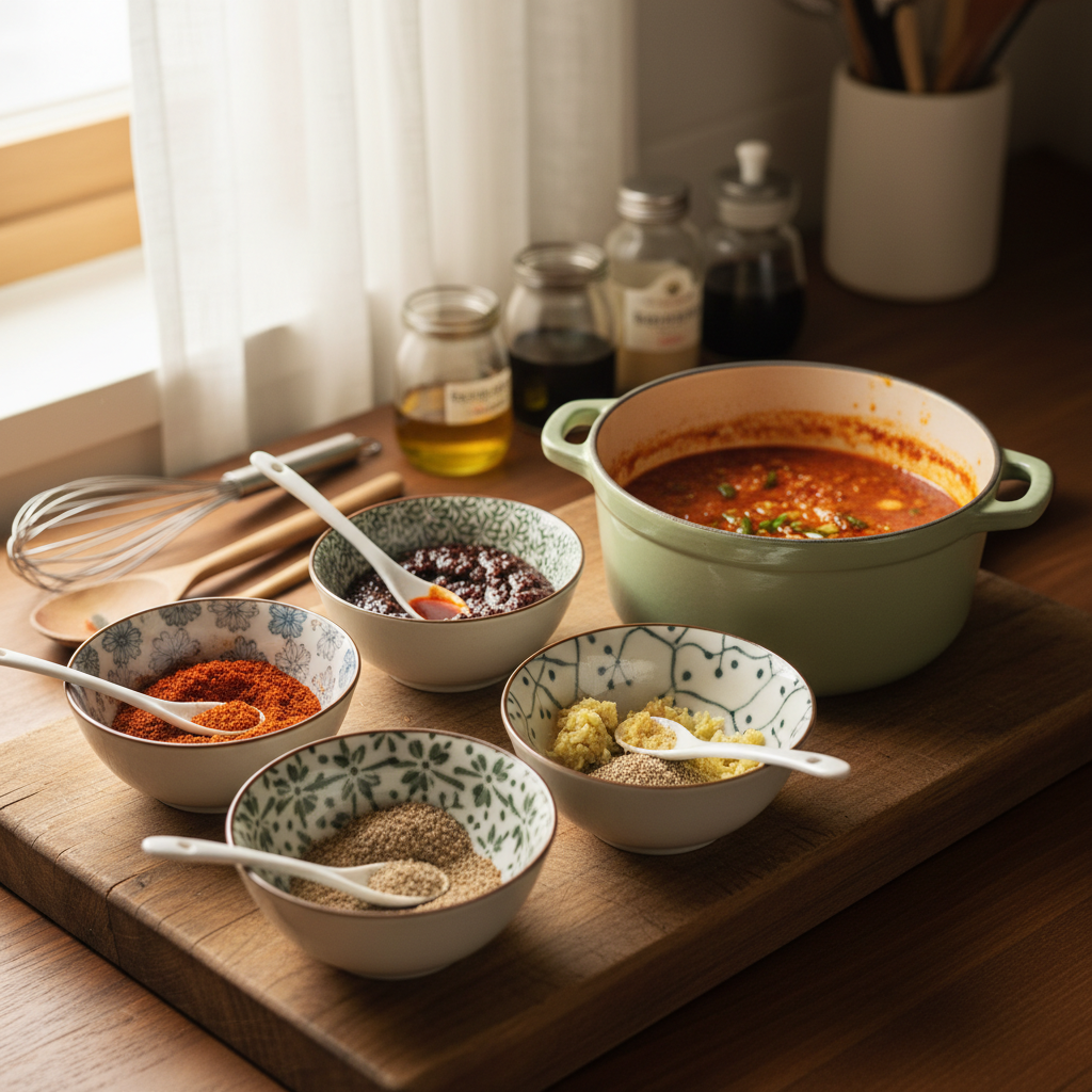 마파두부 밥숟가락 기준 양념을 소분한 이미지