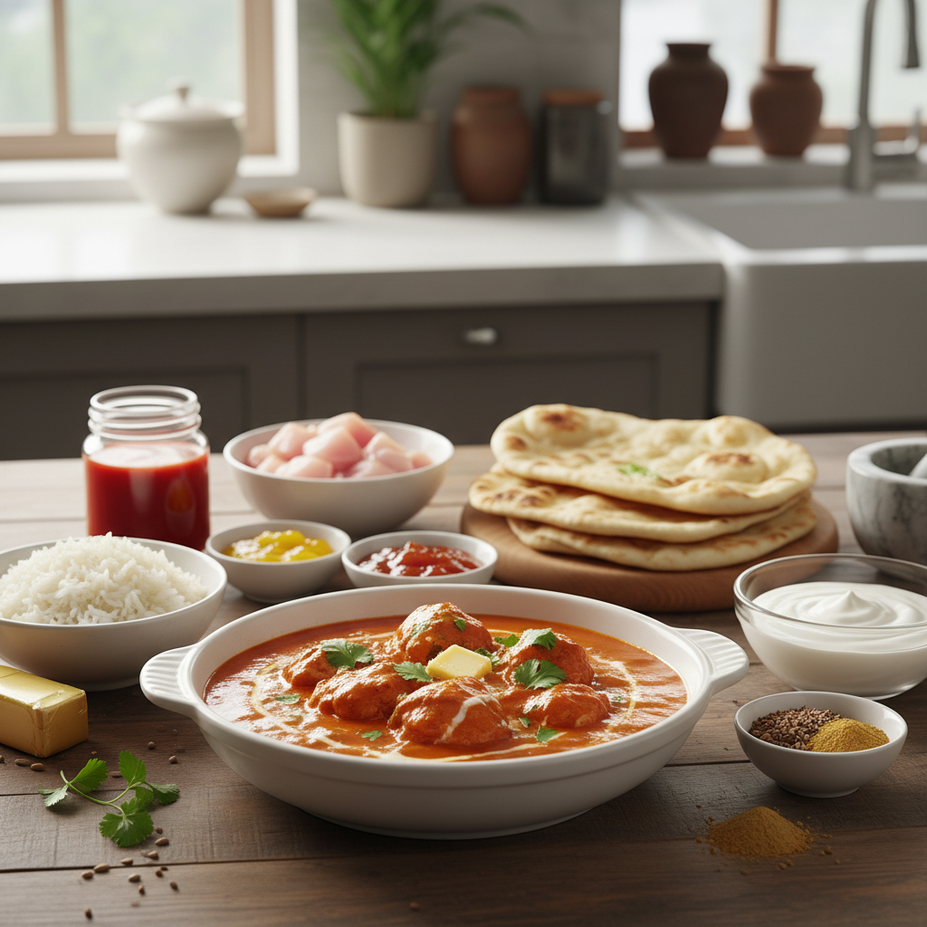 버터치킨 완성된 한 상 차림 이미지