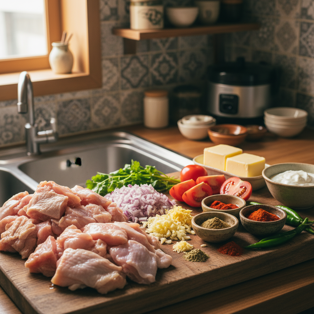 버터치킨 주재료를 손질 크기에 맞춰 정리한 이미지