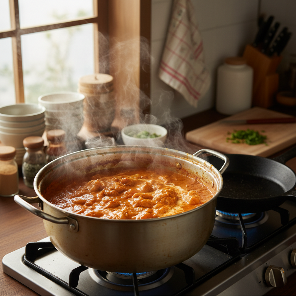 버터치킨 중간 불에서 익어가는 이미지