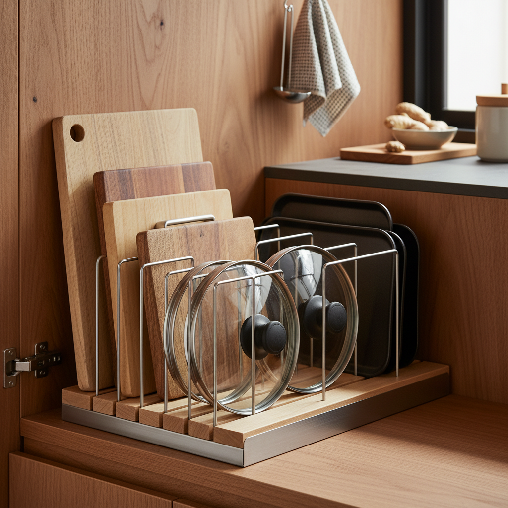 도마와 팬을 세워 둔 이미지