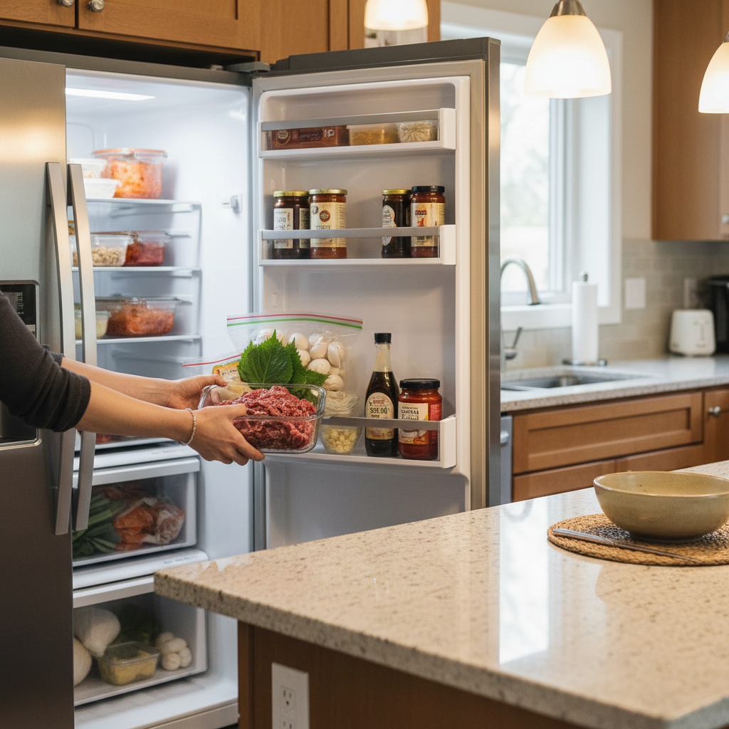 평일 저녁 재료를 한 번에 꺼내는 이미지